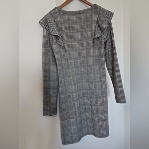 Elegant Black and White Plaid Dress